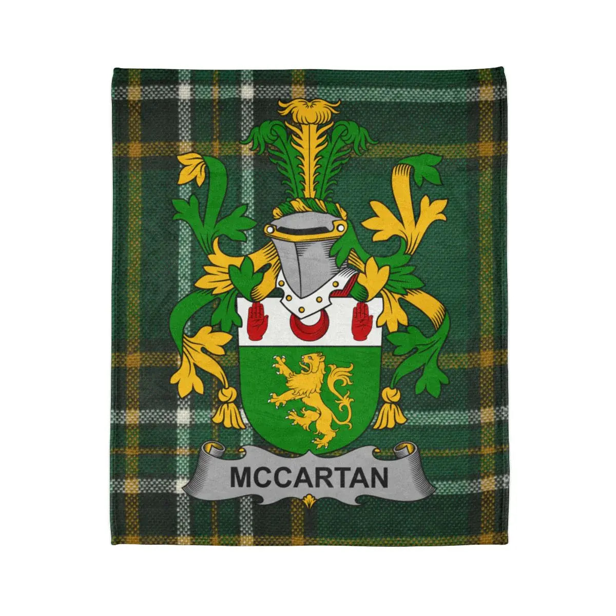 McCartan Tartan Plaid Blanket with Family Crest Design