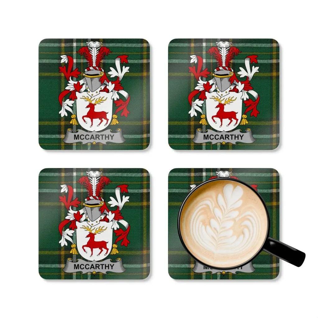 McCarthy Coat Of Arms Irish Tartan Coaster Set 