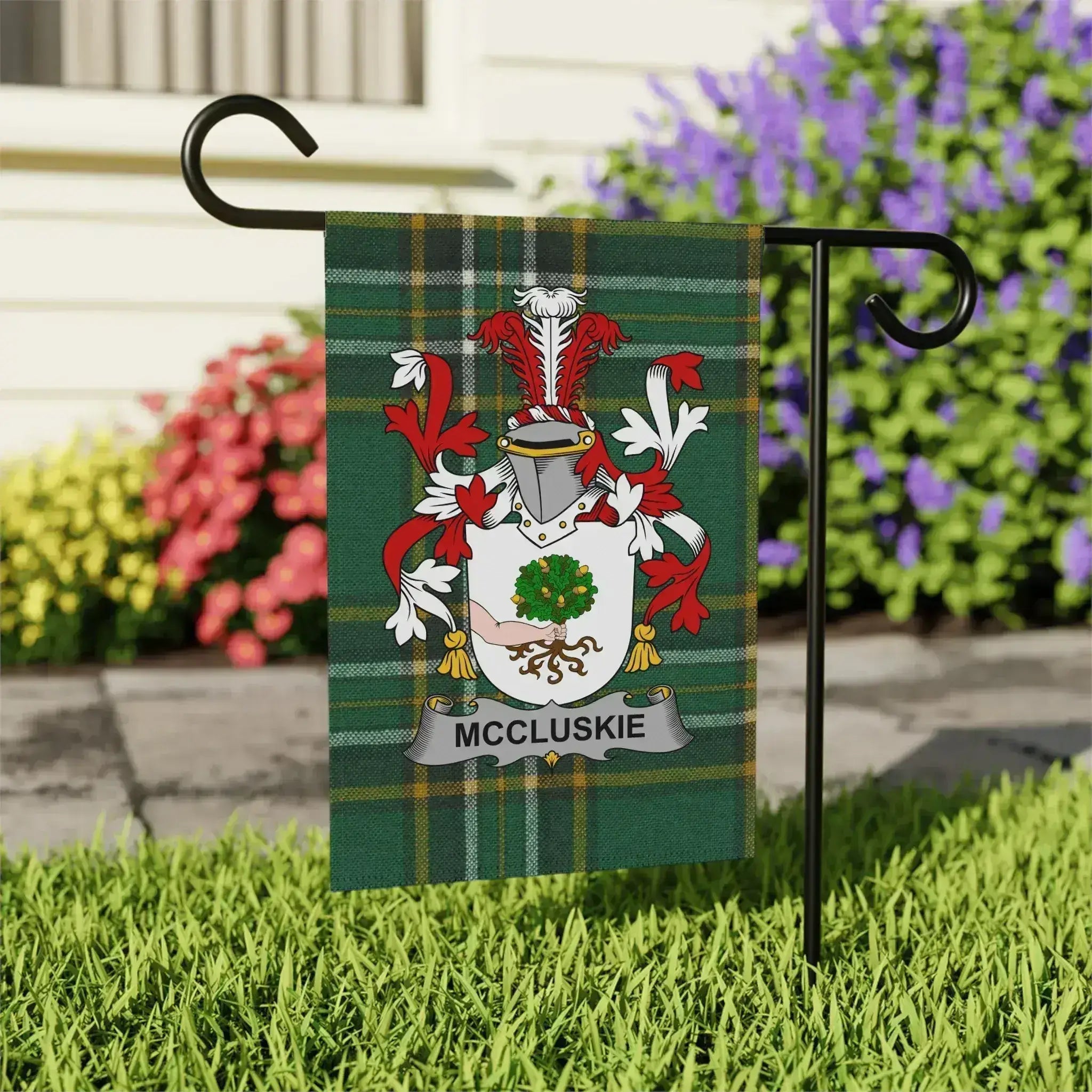 McCluskie Family Crest Yard Flag