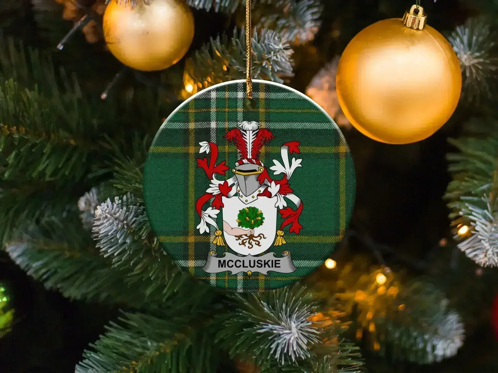 Personalized McCluskie Family Crest Christmas
