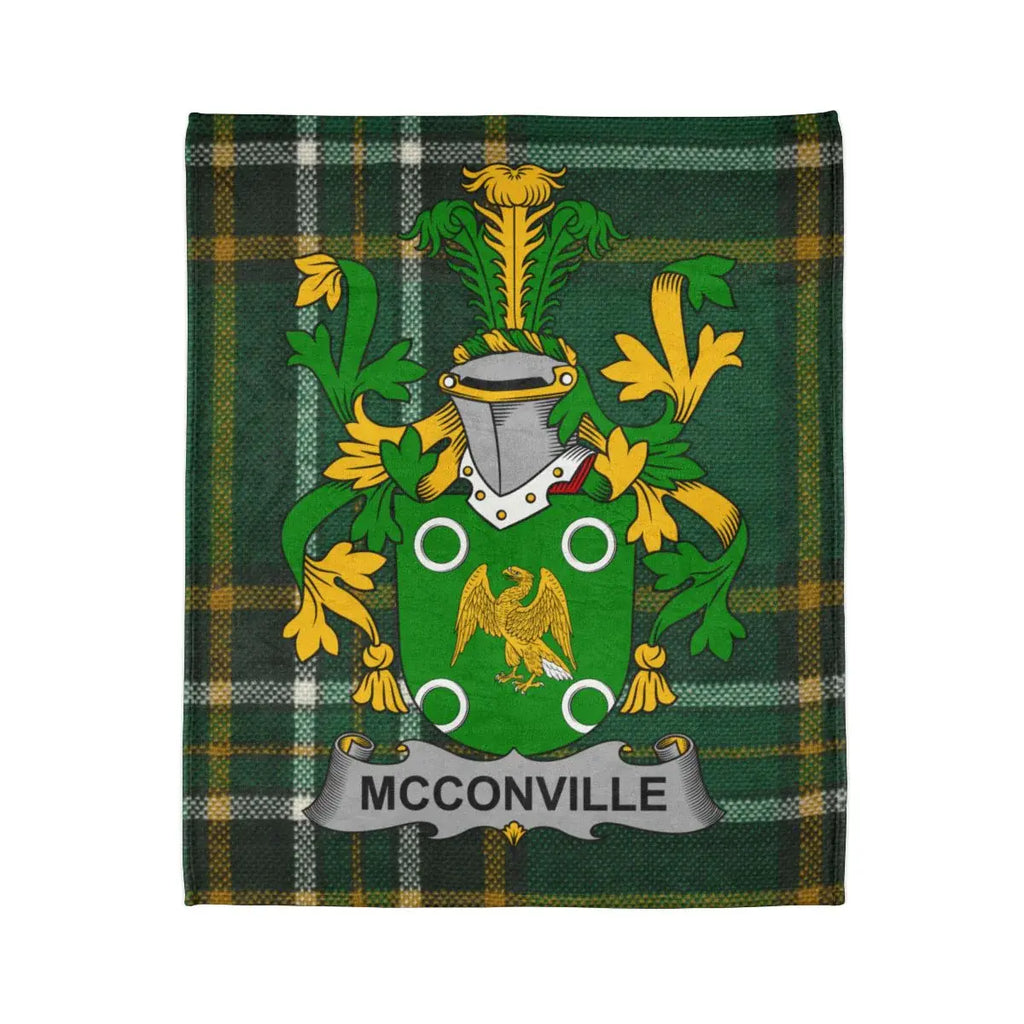McConville Family Crest Green Tartan Blanket Product
