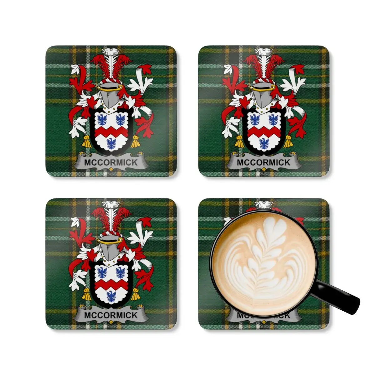 McCormick Family Crest Green Plaid Coaster Set product