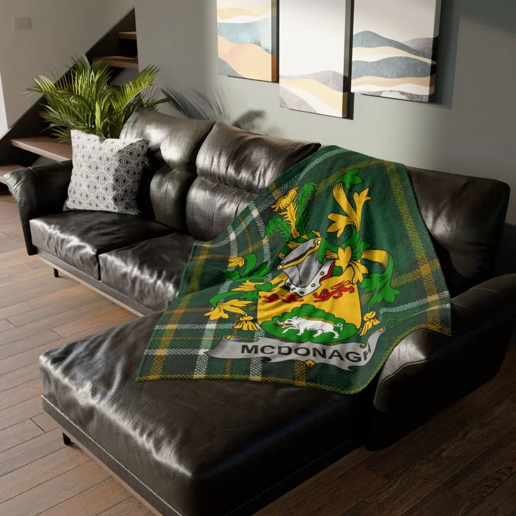 McDonagh Family Crest Plaid Design Couch Throw Blanket