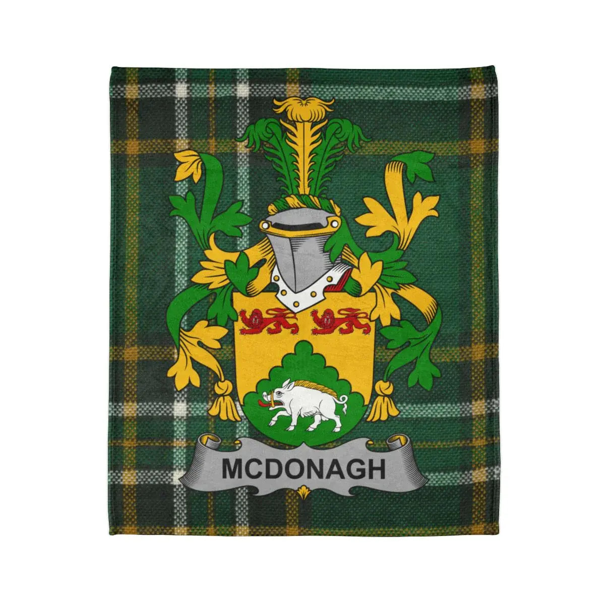 McDonagh Family Crest Plaid Pattern Blanket
