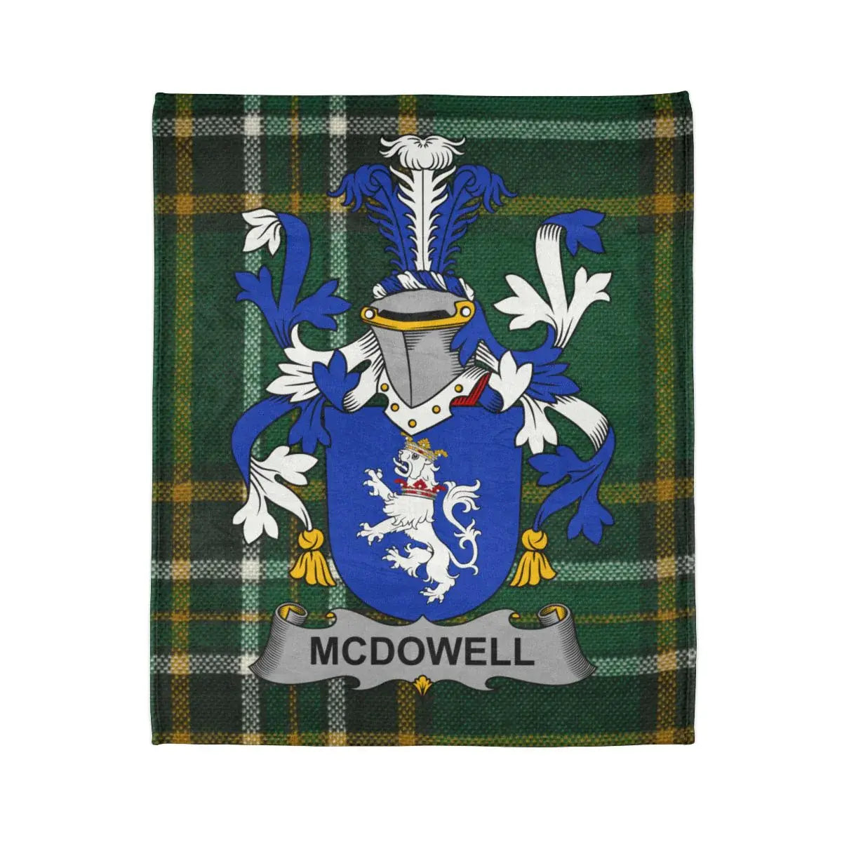 McDowell Family Crest with Tartan Design Blanket