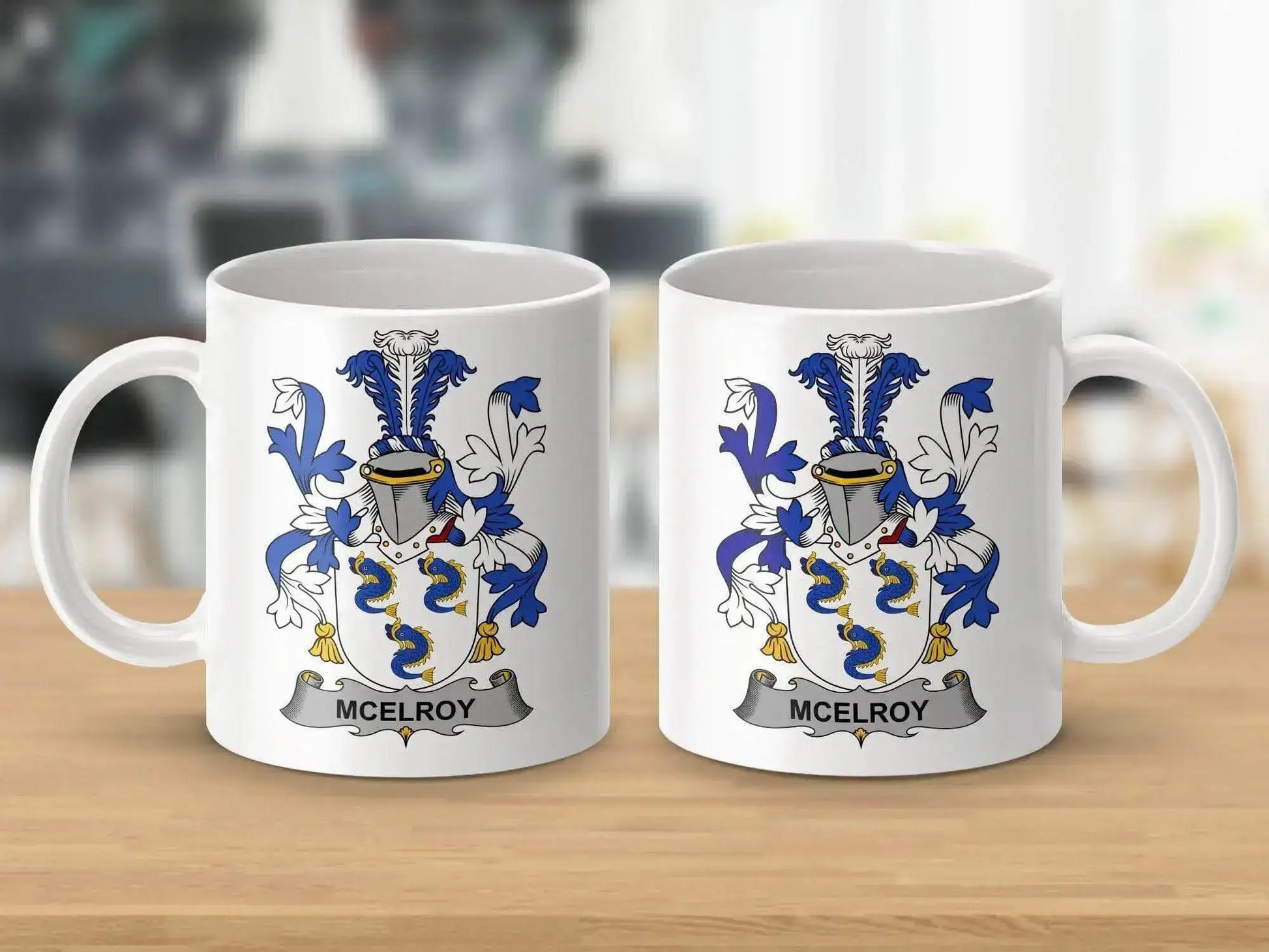 McElroy Family Crest Coat of Arms Design Mug - Celtic Ancestry Gifts