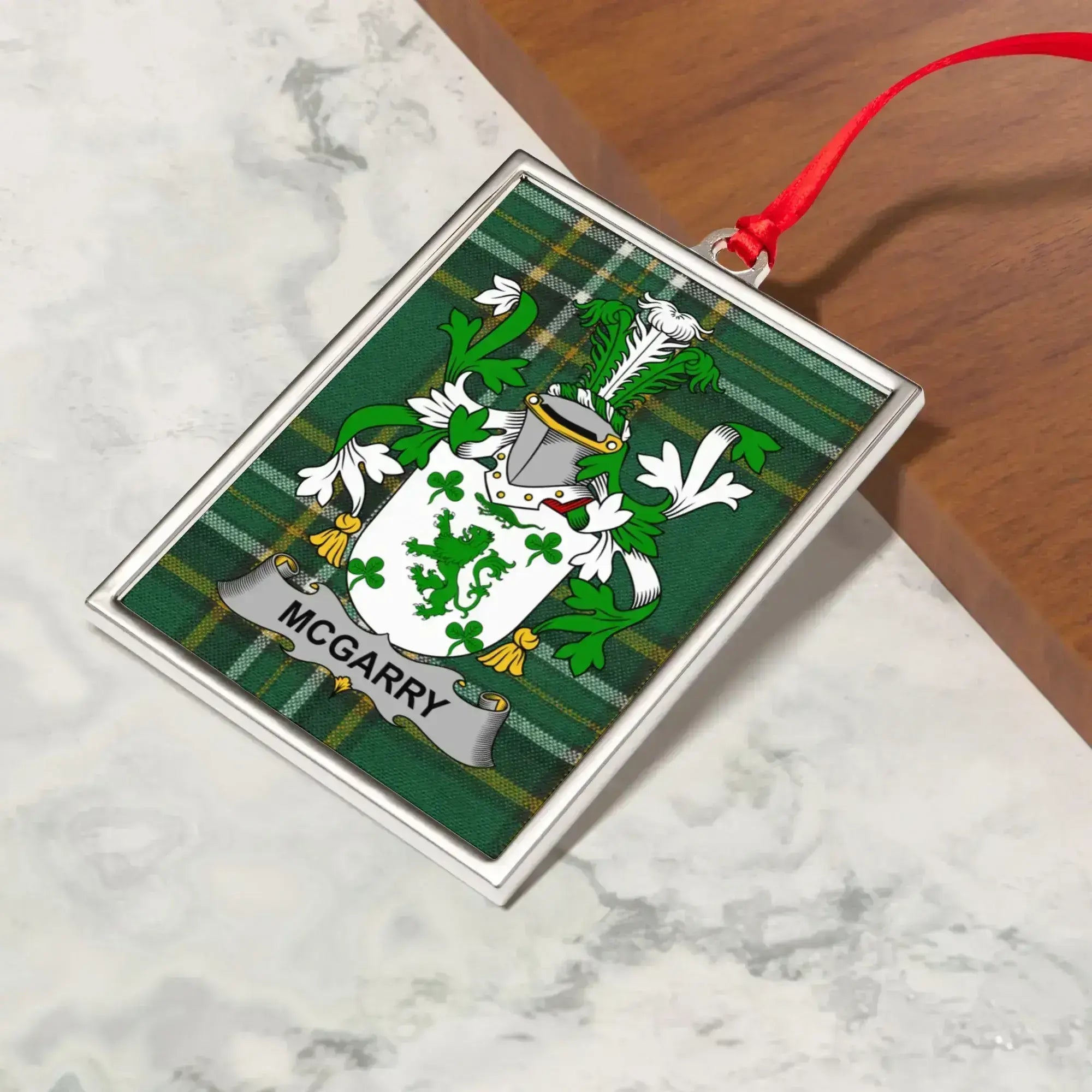McGARRY Family Crest Plaque with Green Plaid product type