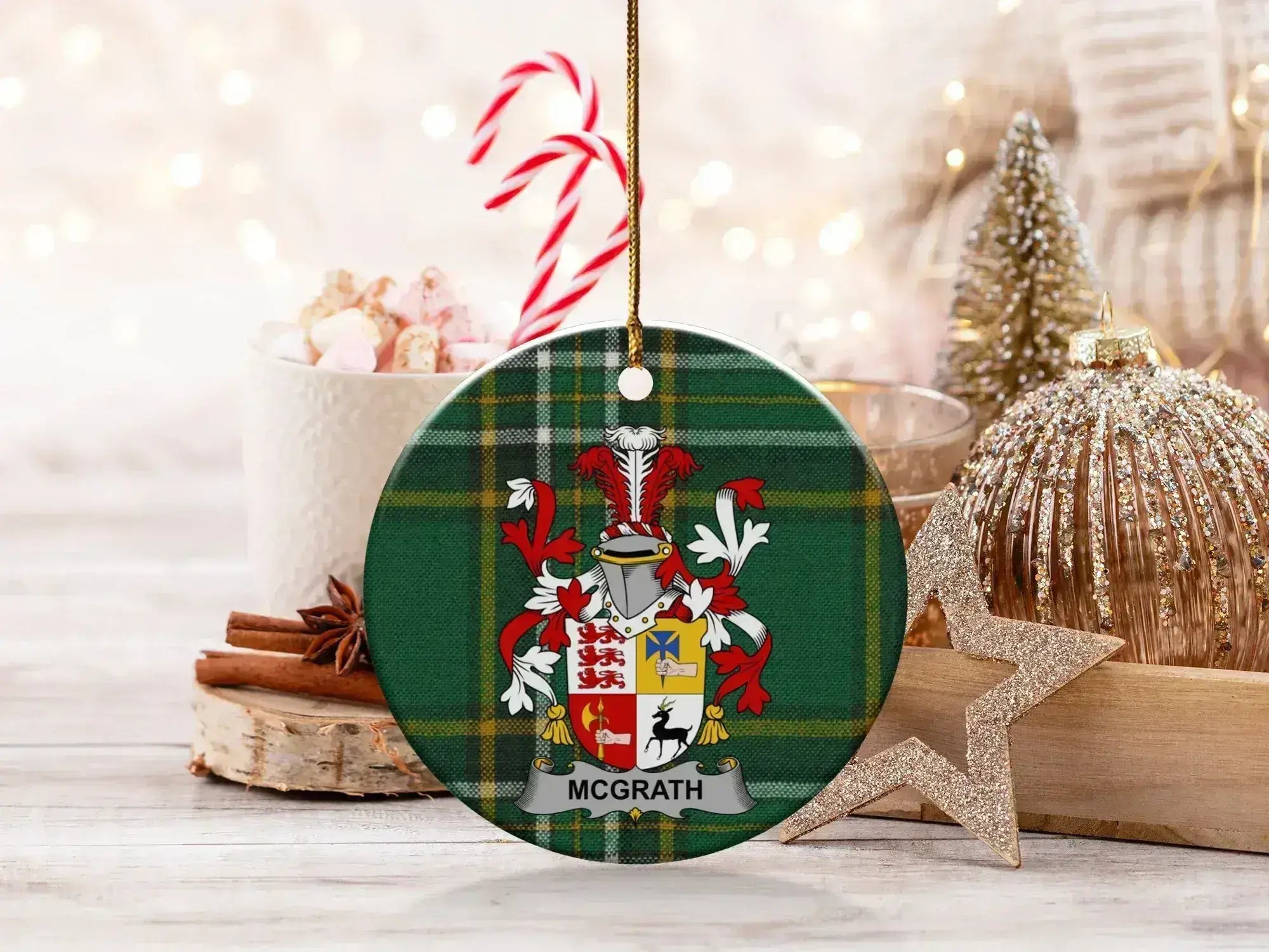 McGrath Family Crest Green Plaid Ornament