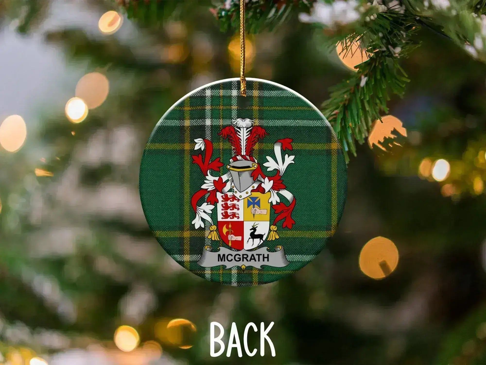 Custom McGrath Family Crest Christmas Ornament