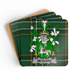 McGuire family crest square cork coasters