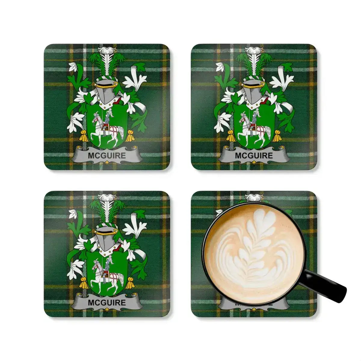 McGuire Family Crest on Plaid Square Coaster product