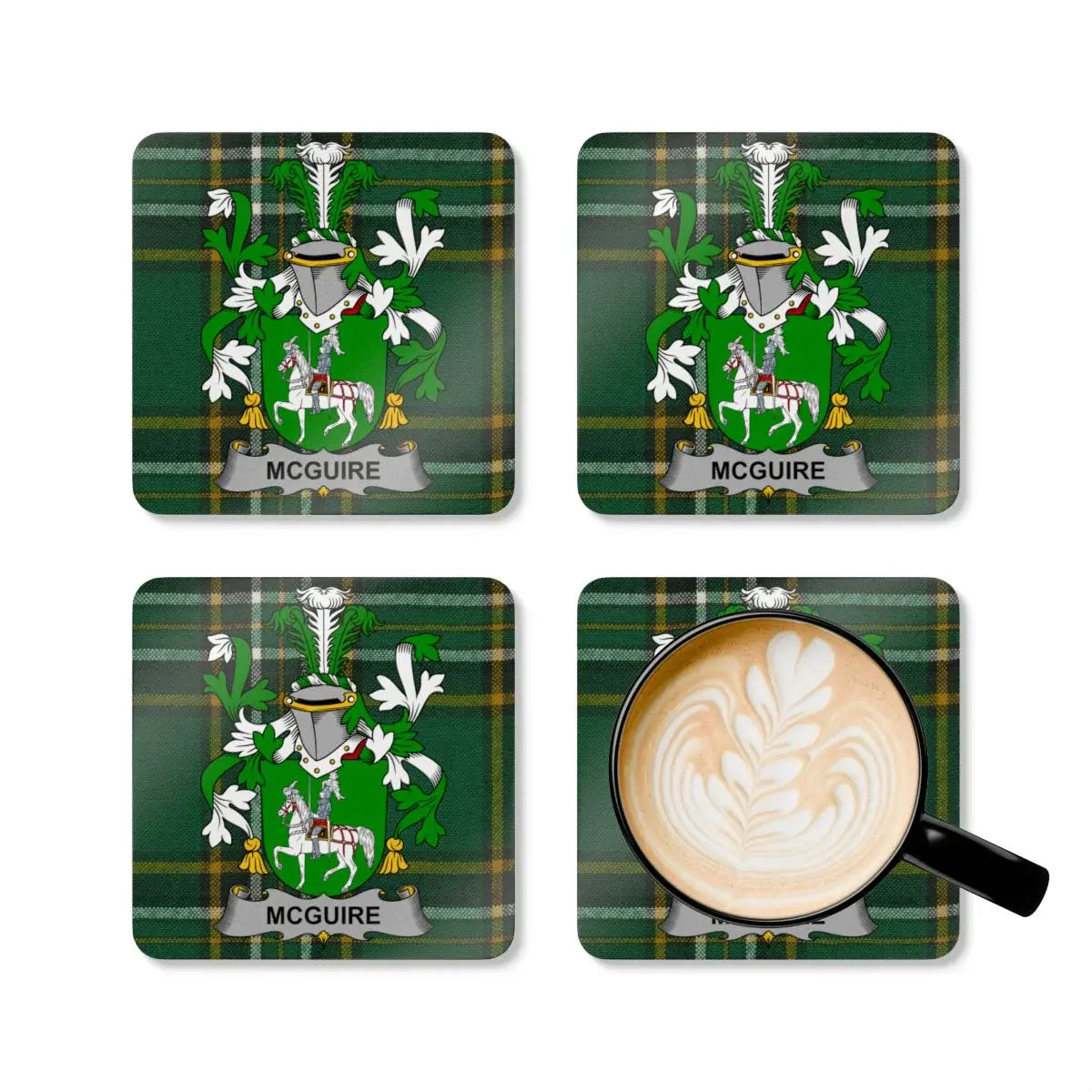 McGuire Family Crest on Plaid Square Coaster product