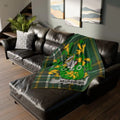 Green Tartan Blanket with Family Crest McHugh Design