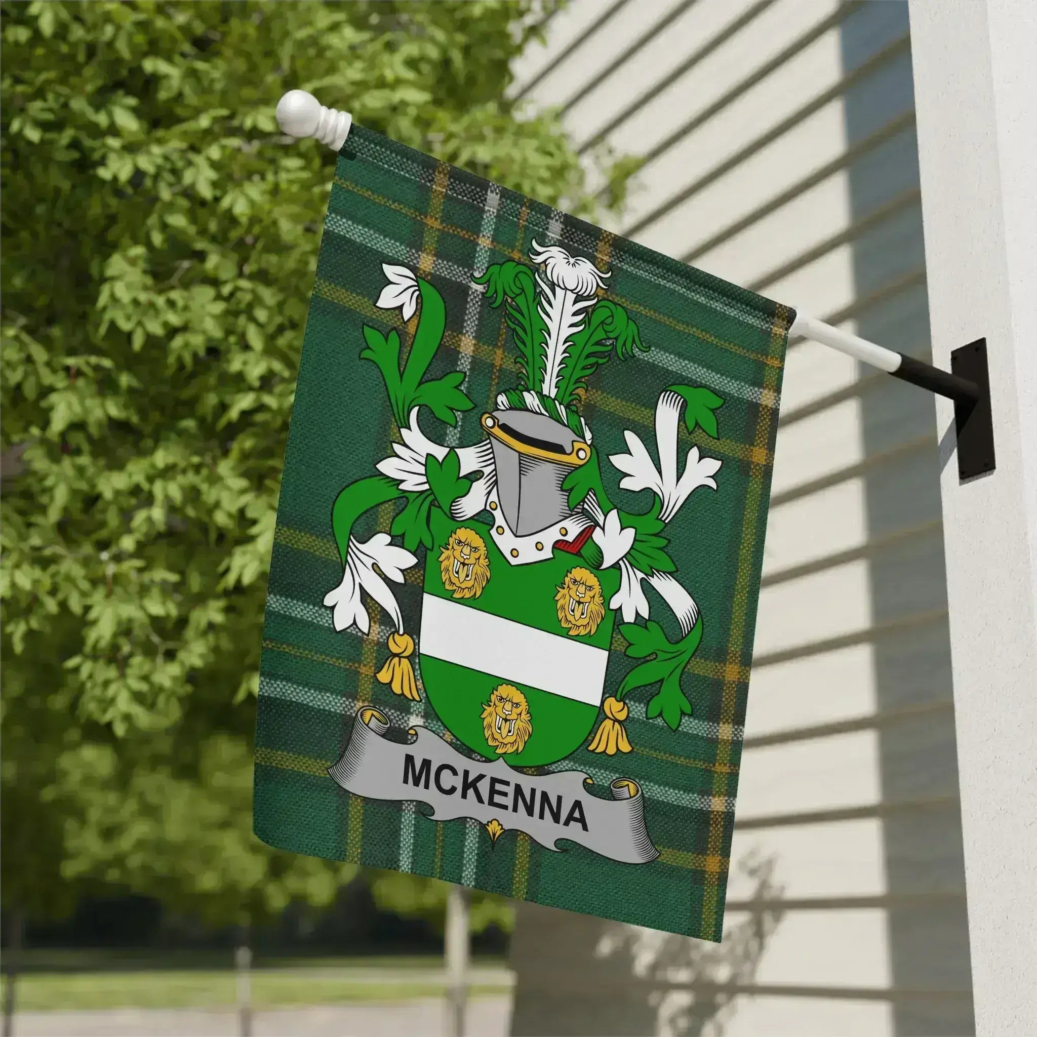 McKenna Family Crest Plaid Design Outdoor Garden Flag