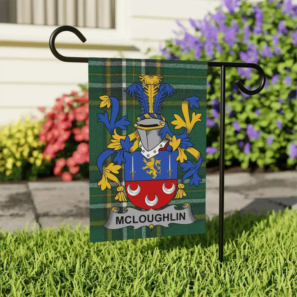 McLoughlin Family Crest Design Garden Flag