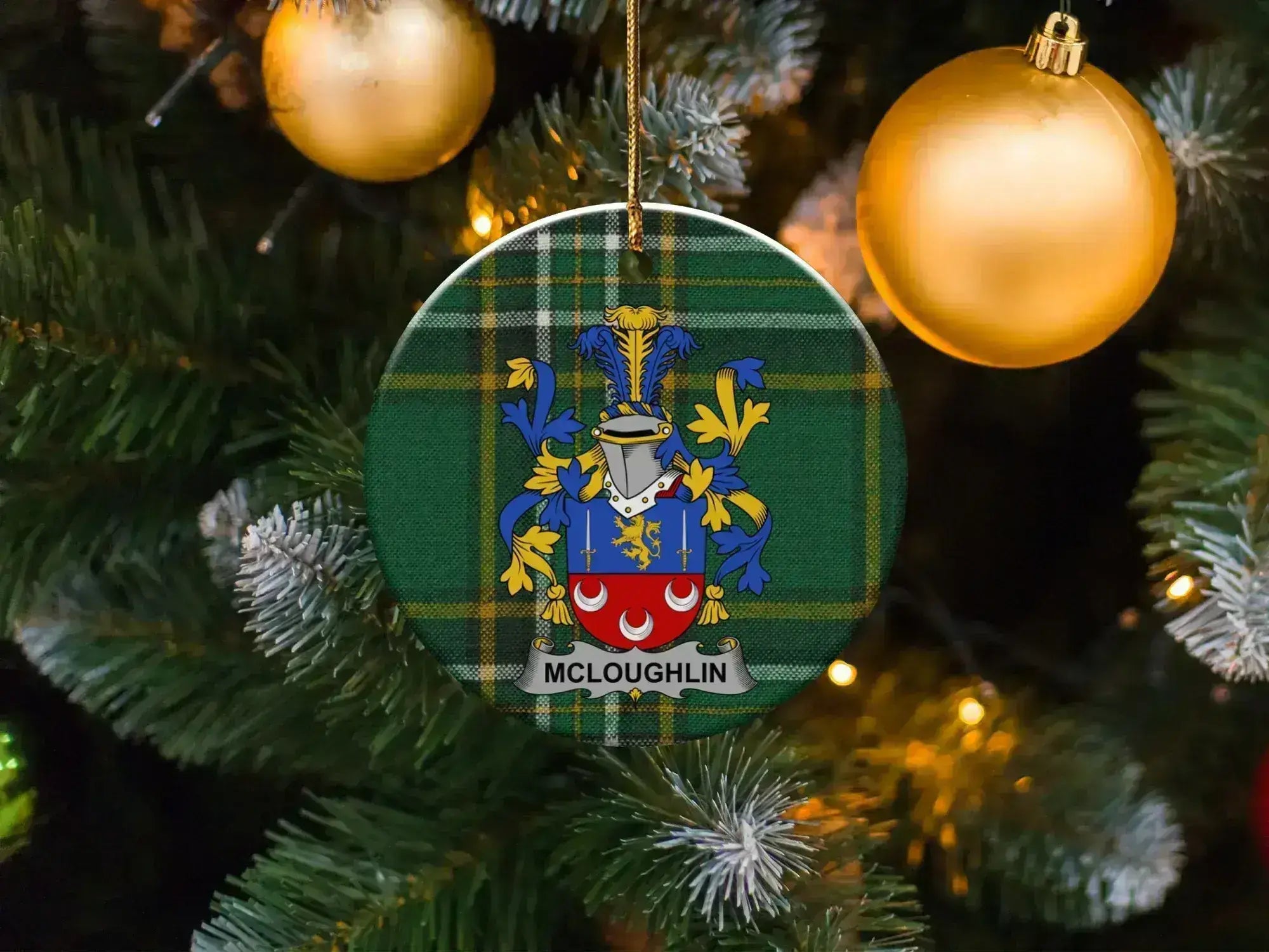 McLoughlin Family Crest Tartan Christmas Ornament product type