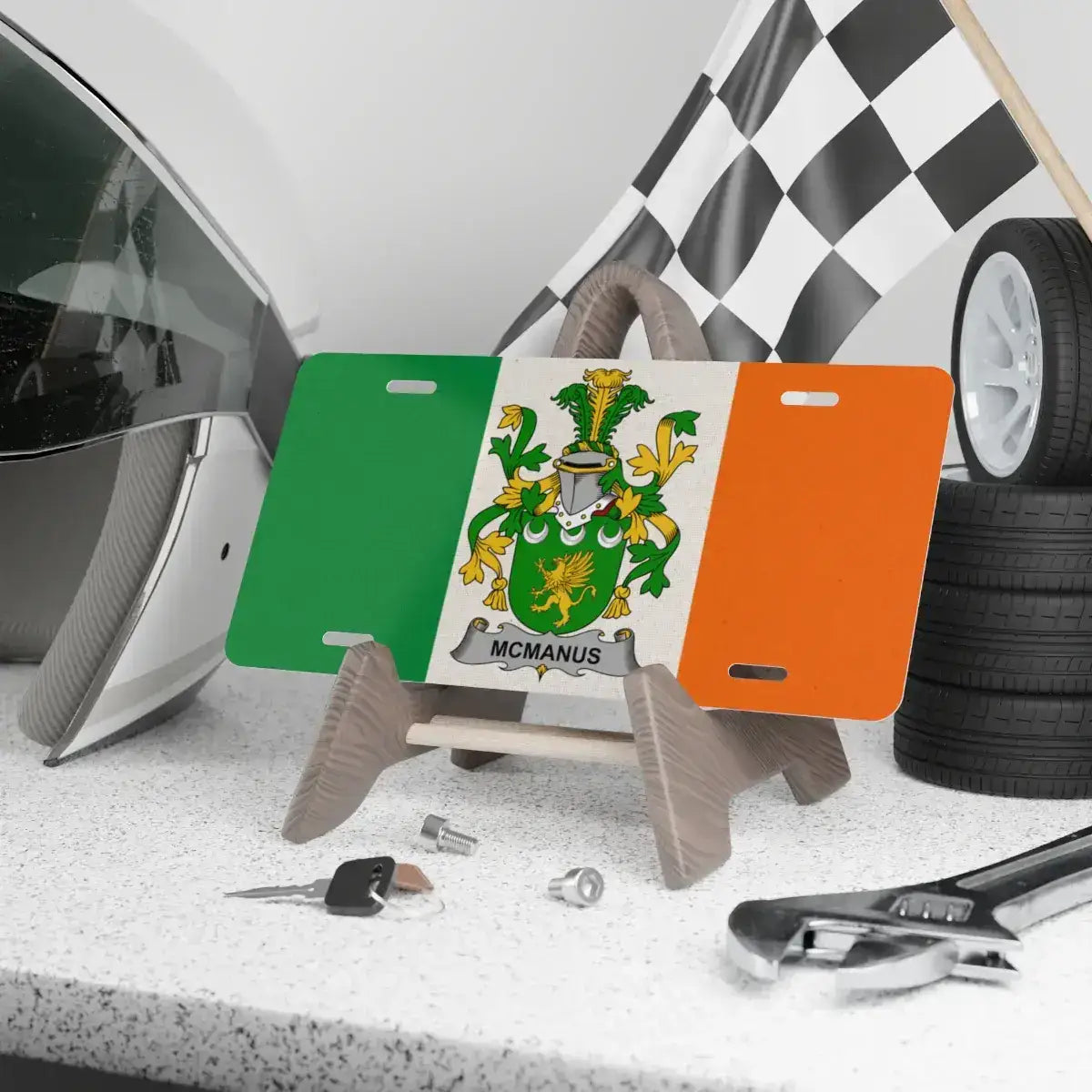 Irish Flag Coat of Arms McManus License Plate product