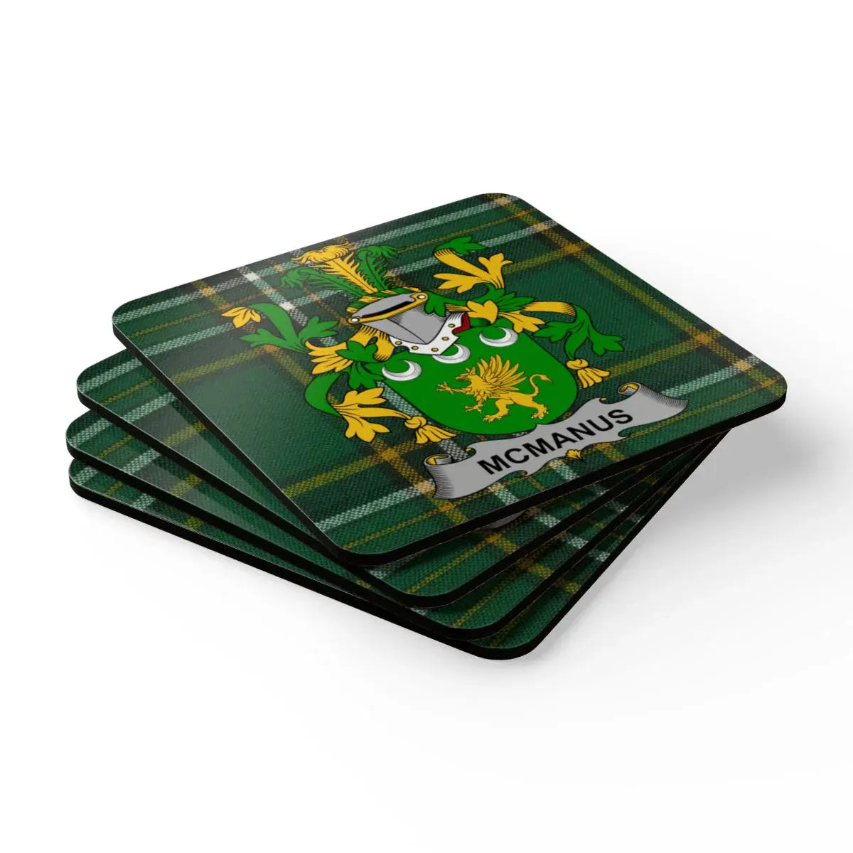 McManus Family Crest Green Tartan Coasters product
