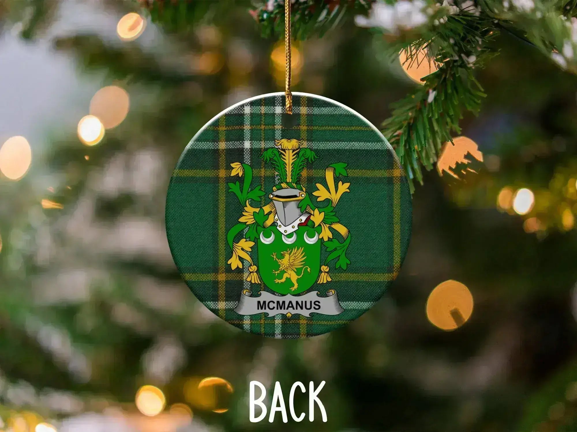 McManus Family Crest Christmas Tree Ornament