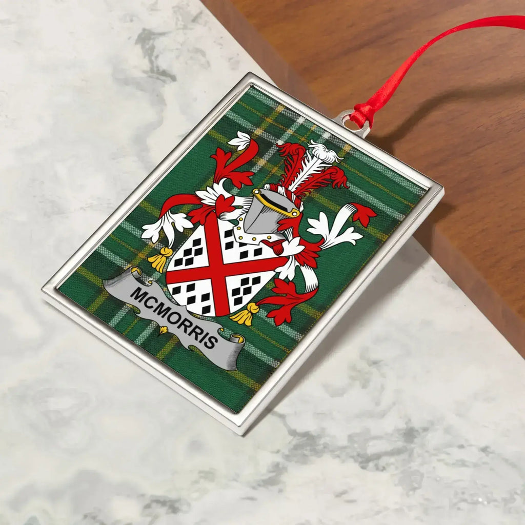 MCMORRIS Family Crest with Tartan Background product