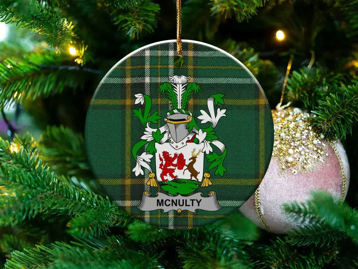 Custom McNulty Family Crest Holiday Ornament