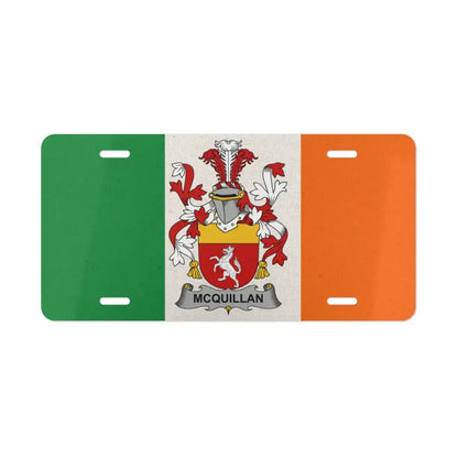 Irish McQuillan Family Crest Flag License Plate product