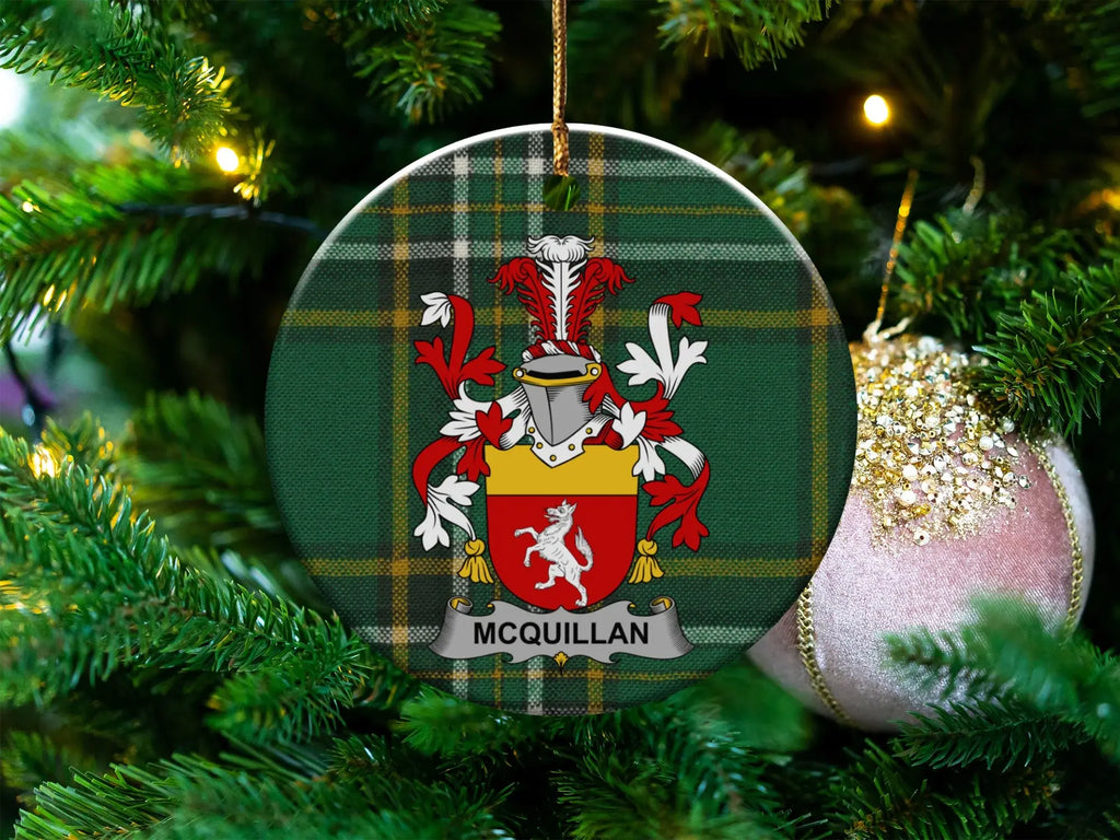 McQuillan Surname Irish Coat Of Arms Ceramic Ornament