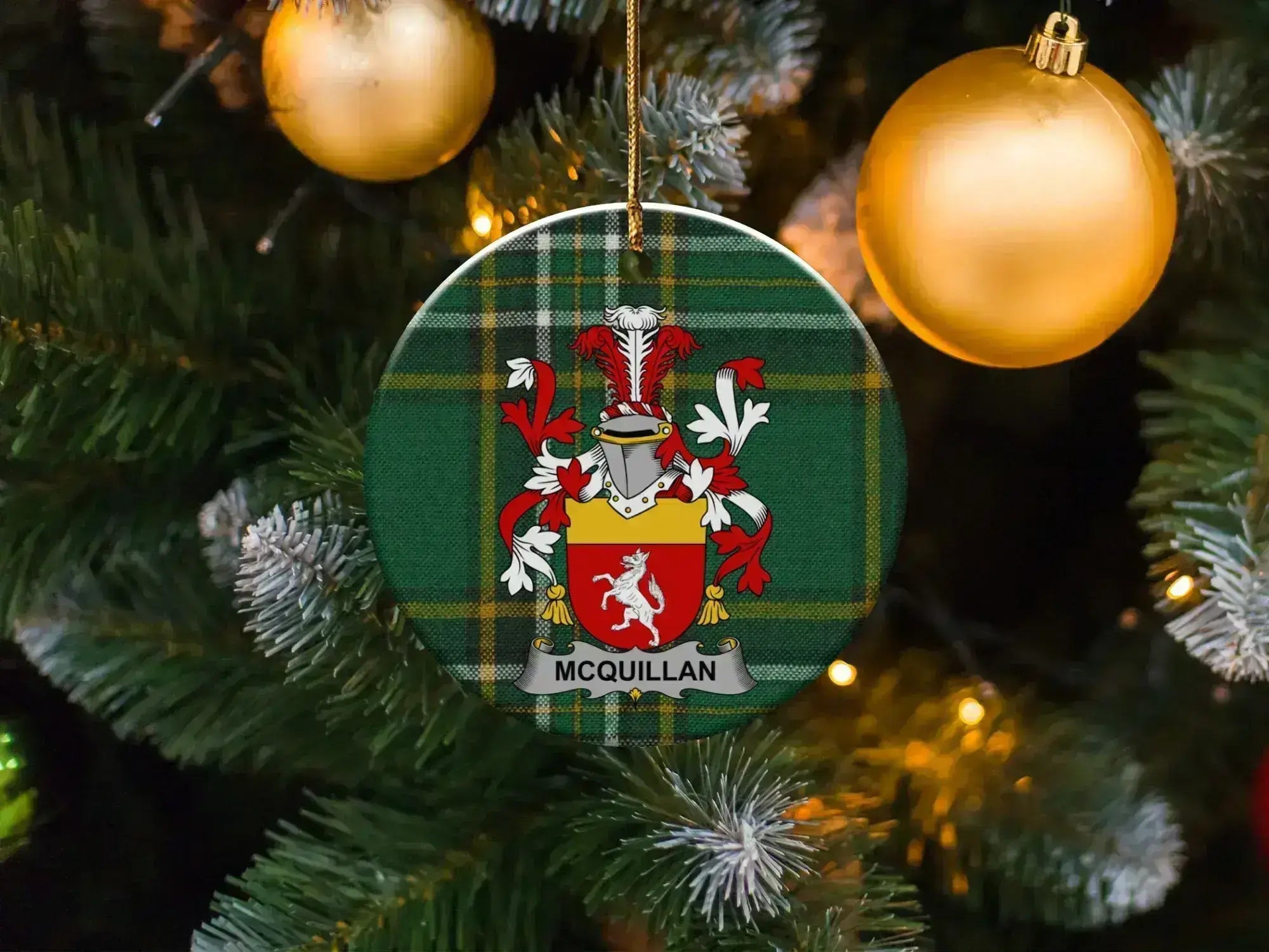 McQuillan Family Crest Christmas Ornament
