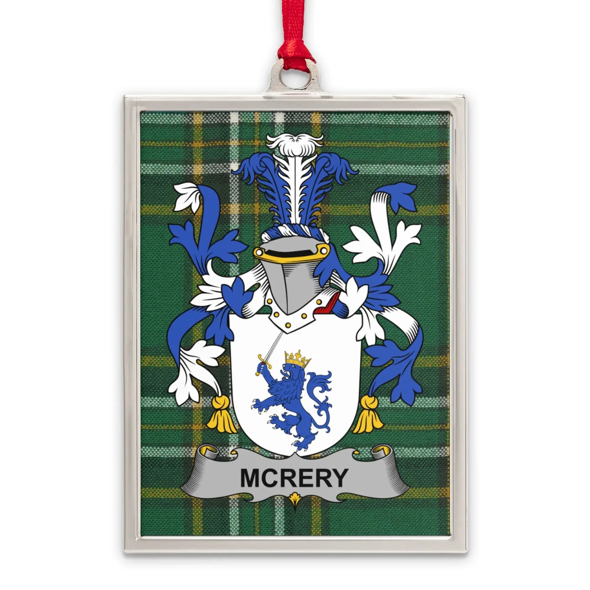 McRery Family Crest Coat of Arms Plaid Ornament product type