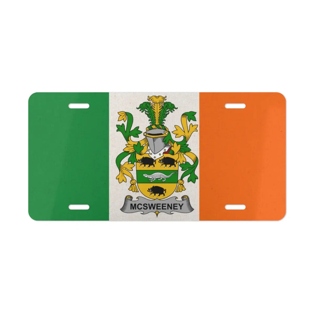 McSweeney Family Crest Irish Flag License Plate product