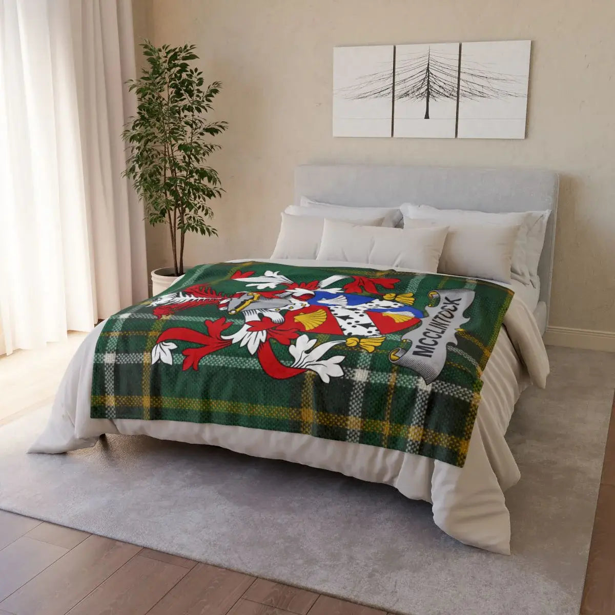 McClintock Family Crest on Tartan Plaid Blanket