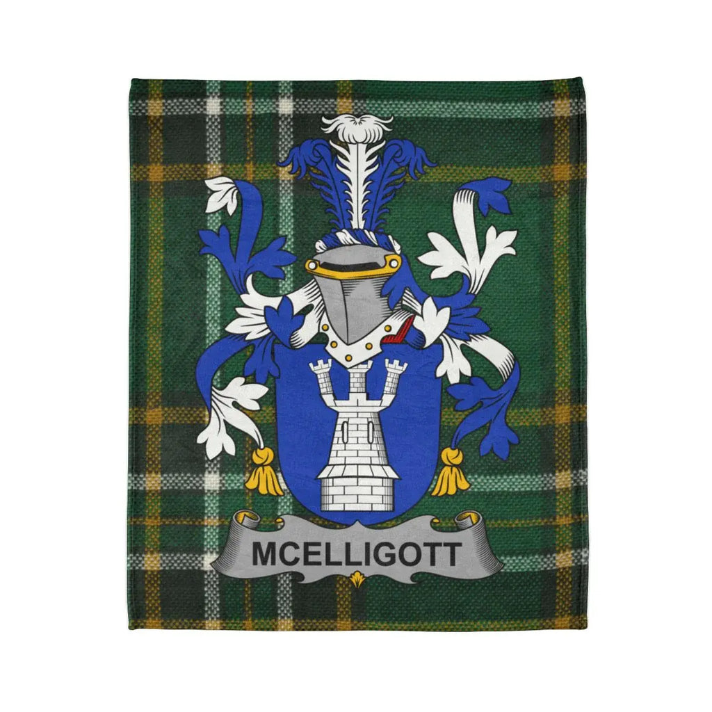 McElligott Family Crest Tartan Blanket Gift Item