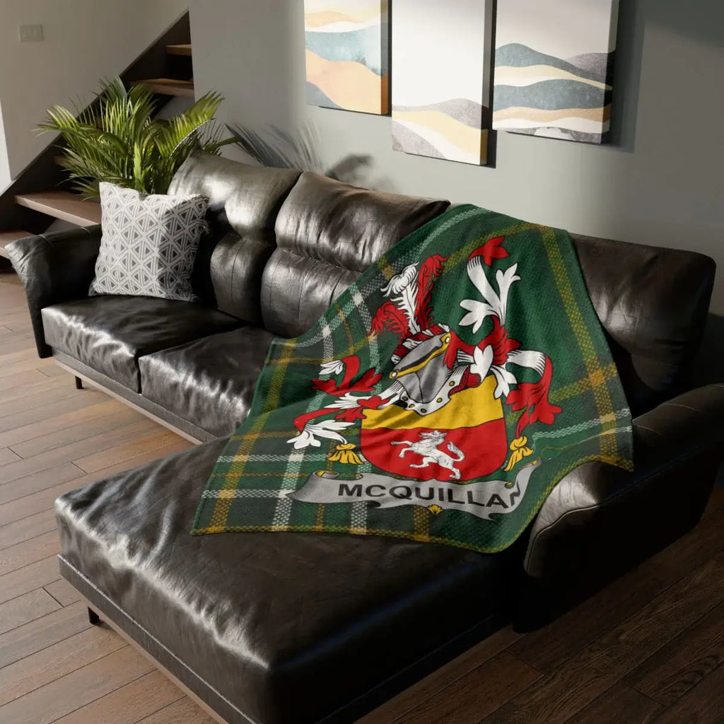McQuillan Family Crest Throw Blanket Cozy and Stylish
