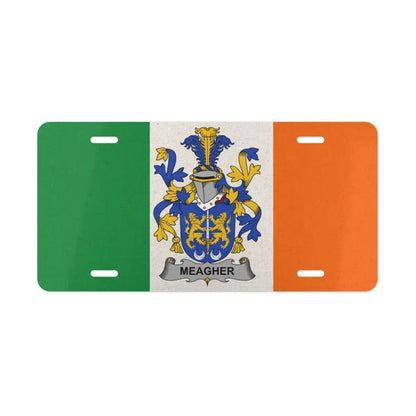 Irish Flag with Meagher Family Crest License Plate product