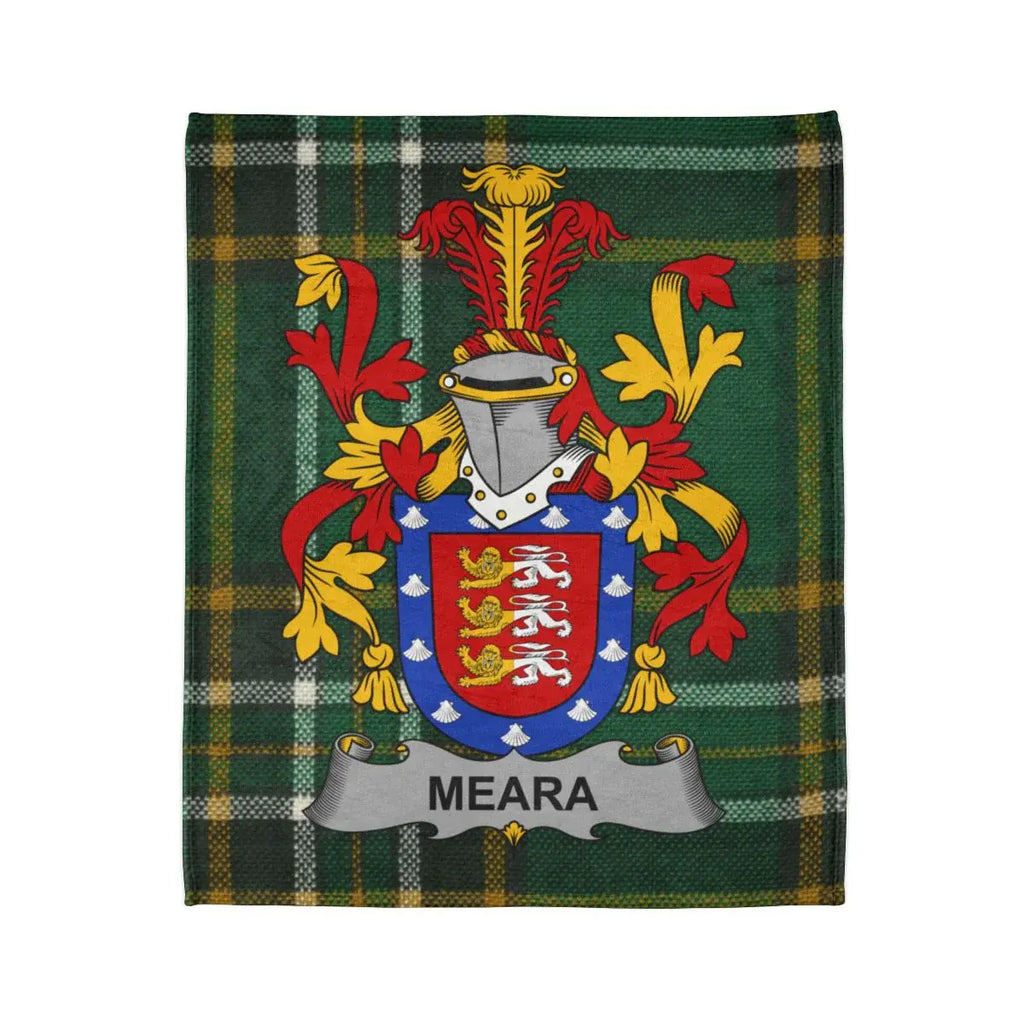 Meara Family Crest Green Plaid Design Blanket