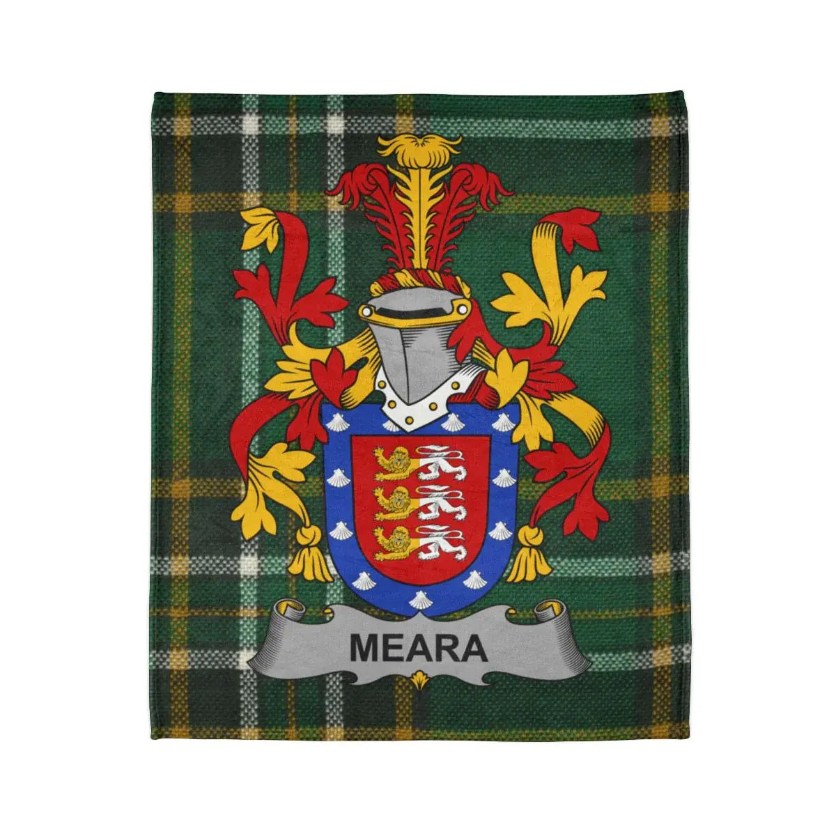 Meara Family Crest Green Plaid Design Blanket