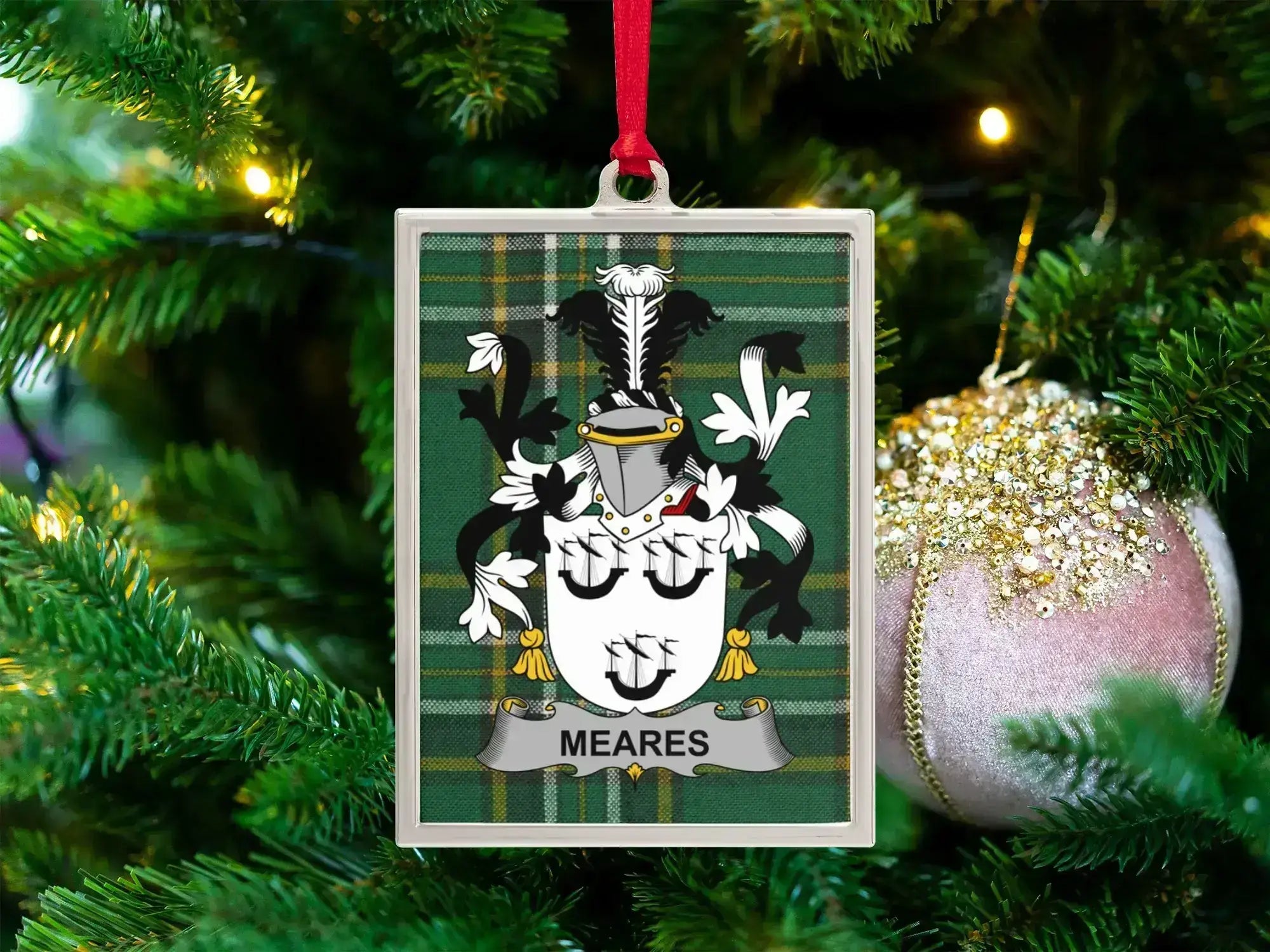 Personalized Meares Family Crest Christmas Ornament product type