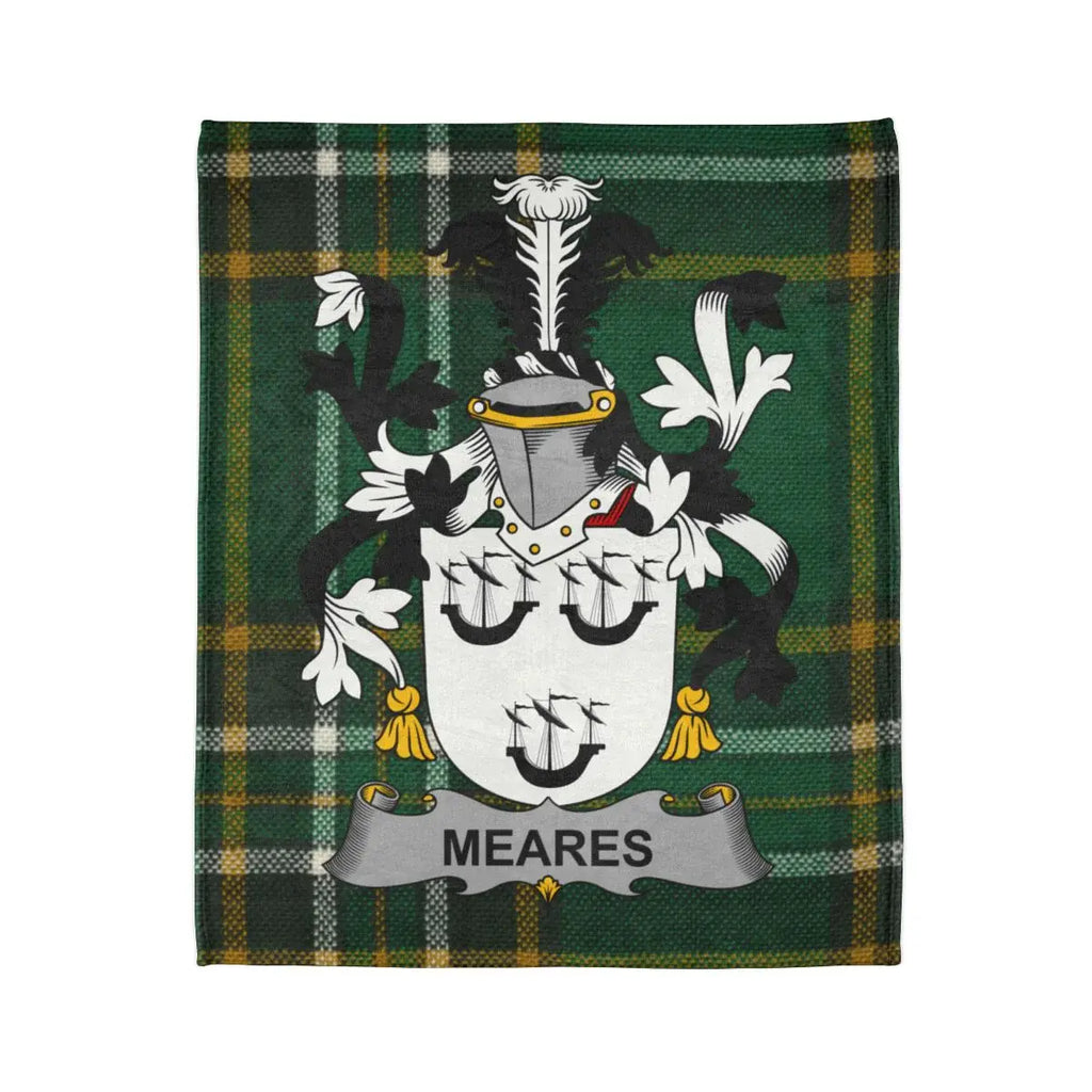 Meares Coat of Arms Tartan Green Plaid Blanket