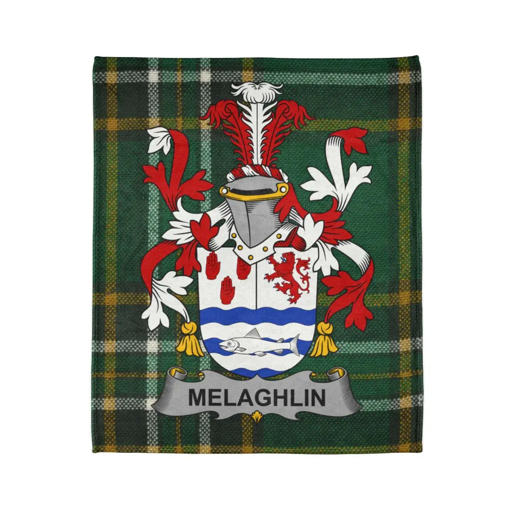 Melaghlin Family Crest Plaid Background Blanket