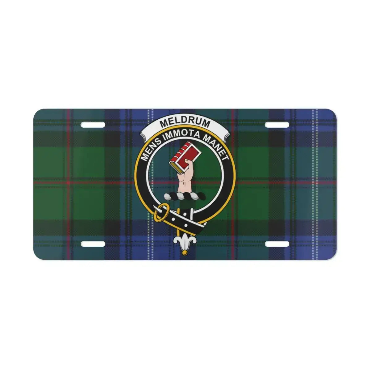 Meldrum Mens Immota Manet Tartan License Plate product
