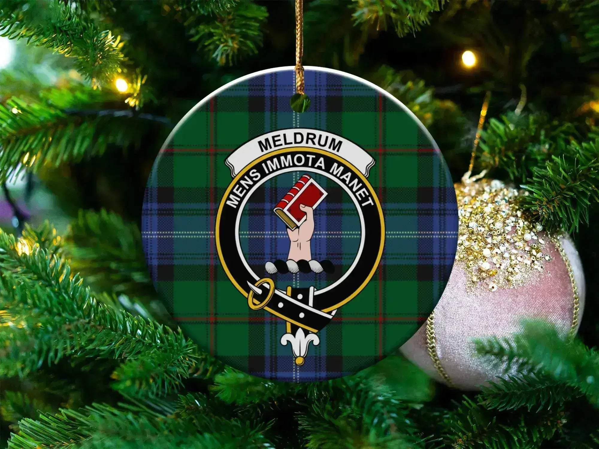 Meldrum Mens Immota Manet Plaid Christmas Ornament product type