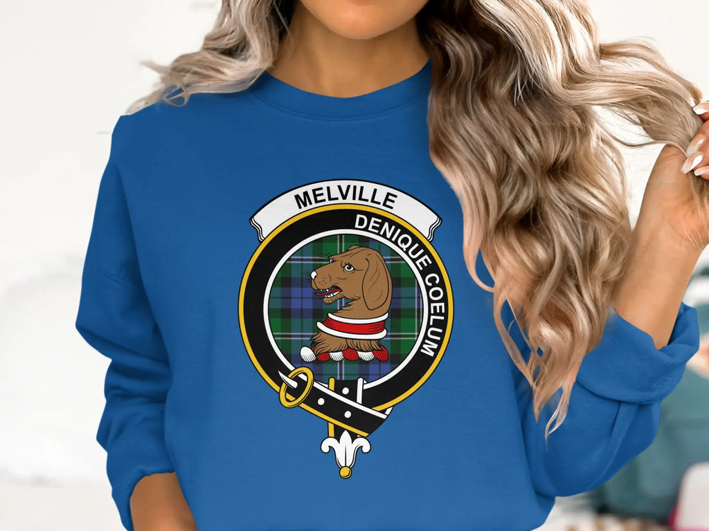 Clan Melville sweatshirt in forest green — clan crest print, pre-shrunk crewneck fleece