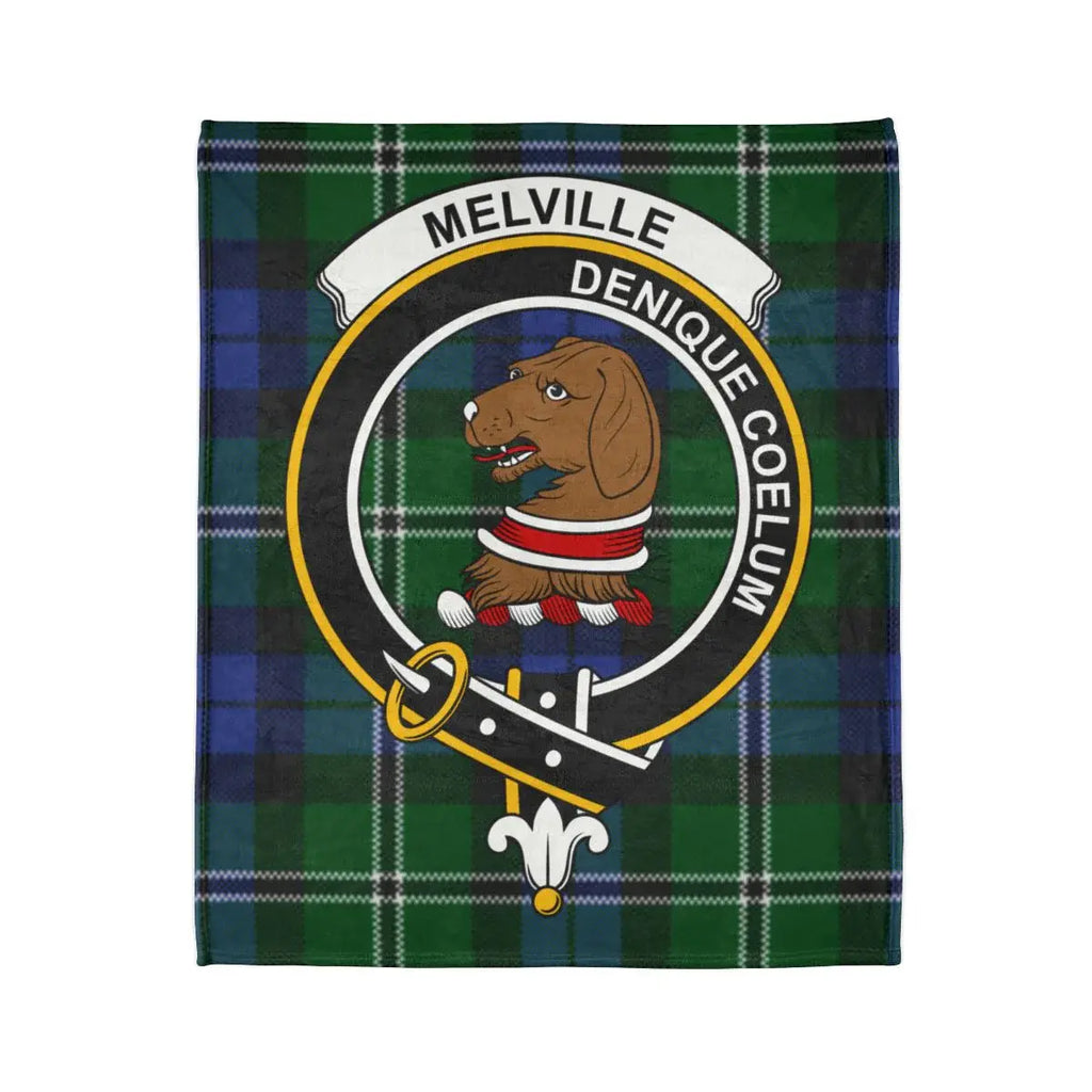 Melville Denique Coelum Scottish clan crest throw blanket — full print detail, fade-resistant colour