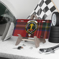 Clan Mercer tartan novelty license plate — Crux Christi Nostra Corona crest, 12" x 6" aluminium