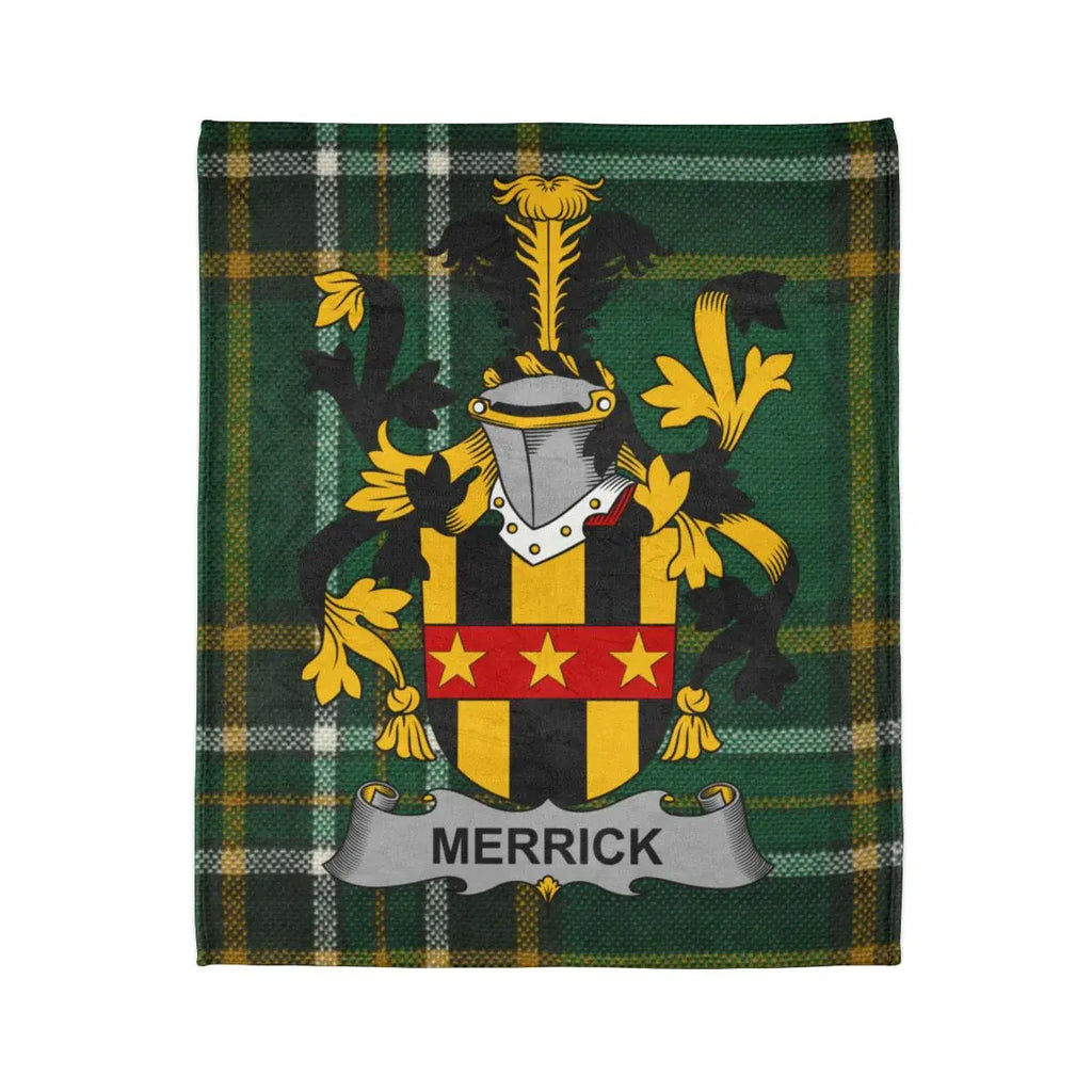 Merrick Family Crest Green Plaid Blanket