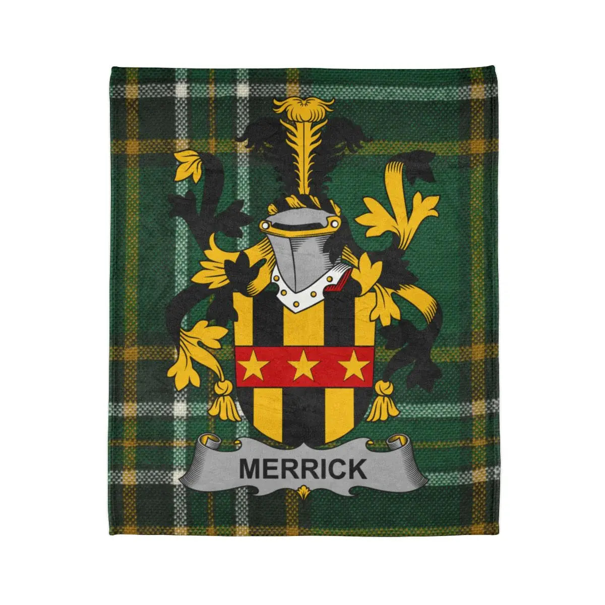 Merrick Family Crest Green Plaid Blanket