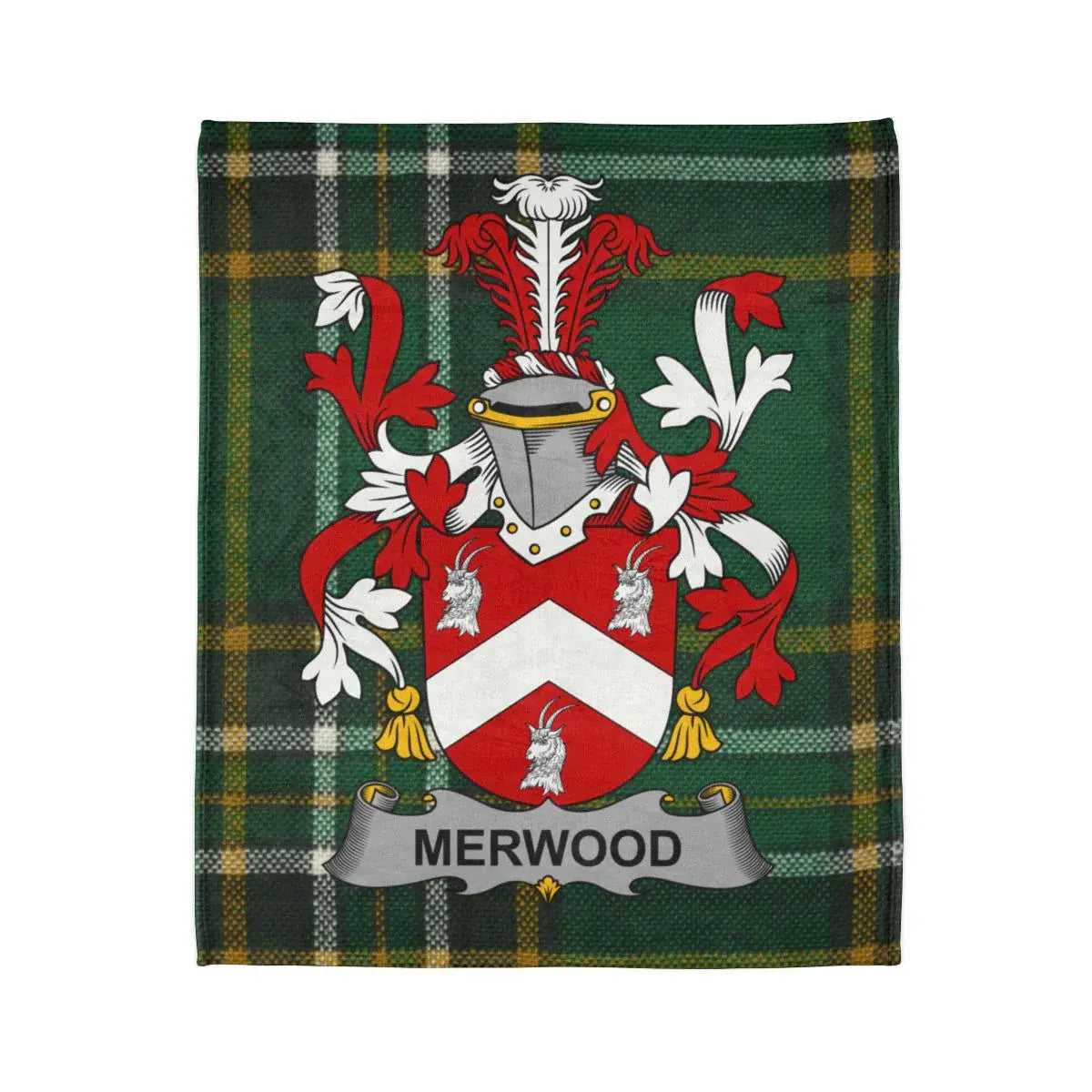 Merwood Family Crest Plaid Background Blanket