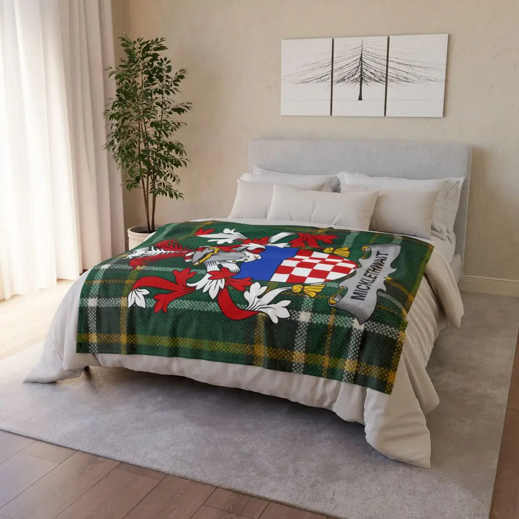 McKiernan Family Crest Green Plaid Blanket