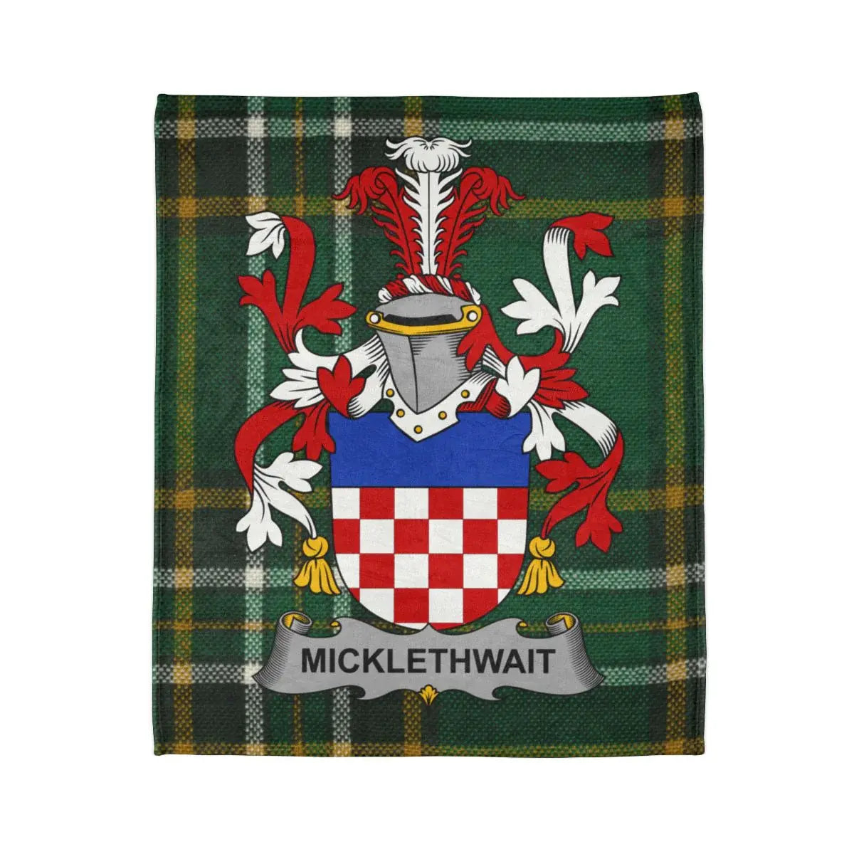 Micklethwait Family Crest Tartan Blanket - Heraldic Decor