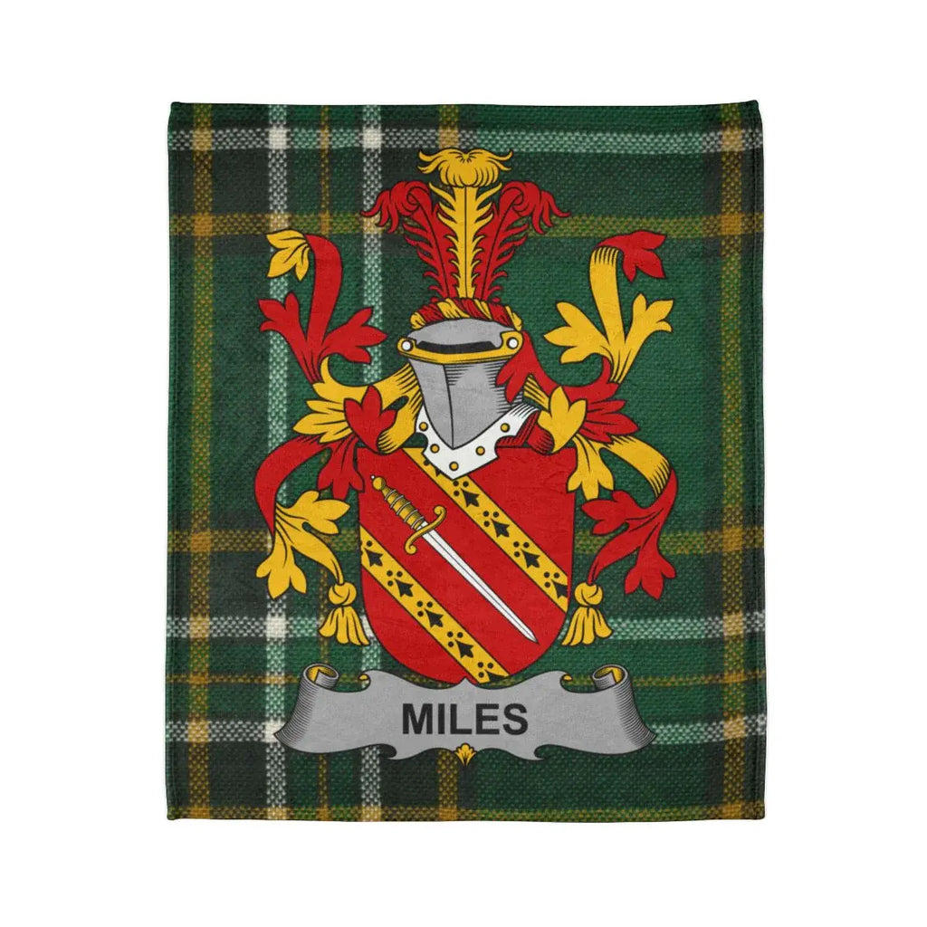 Family Crest Design with Plaid Background Blanket